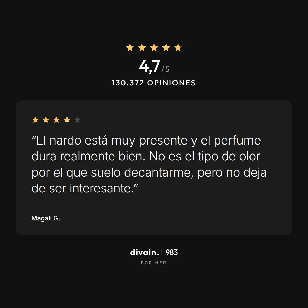 divain.983 - 4,7/5 sobre 130.372 opiniones