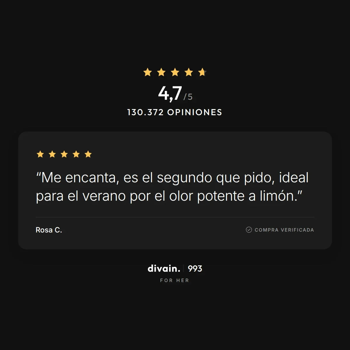 divain.993 - 4,7/5 sobre 130.372 opiniones
