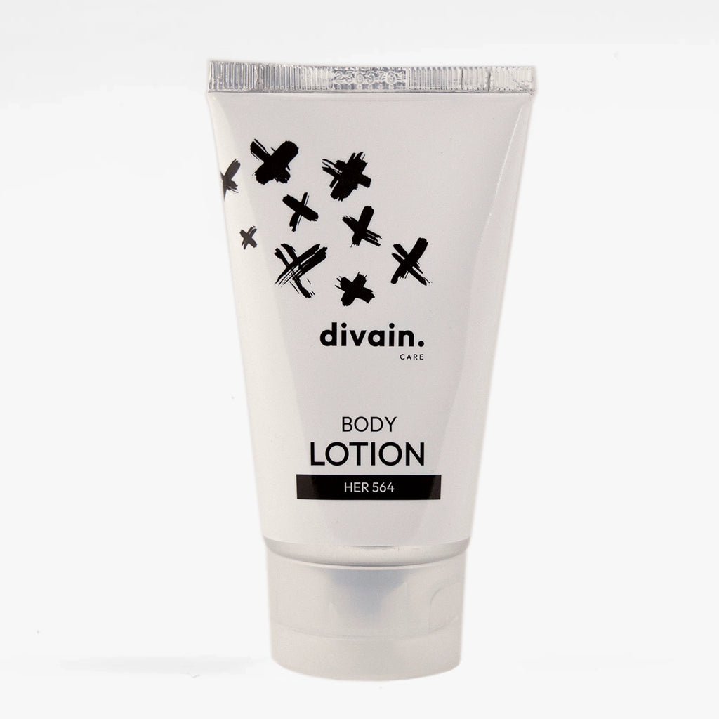 Crema corporal divain Care, con envase blanco e inspirada en el perufme 564.