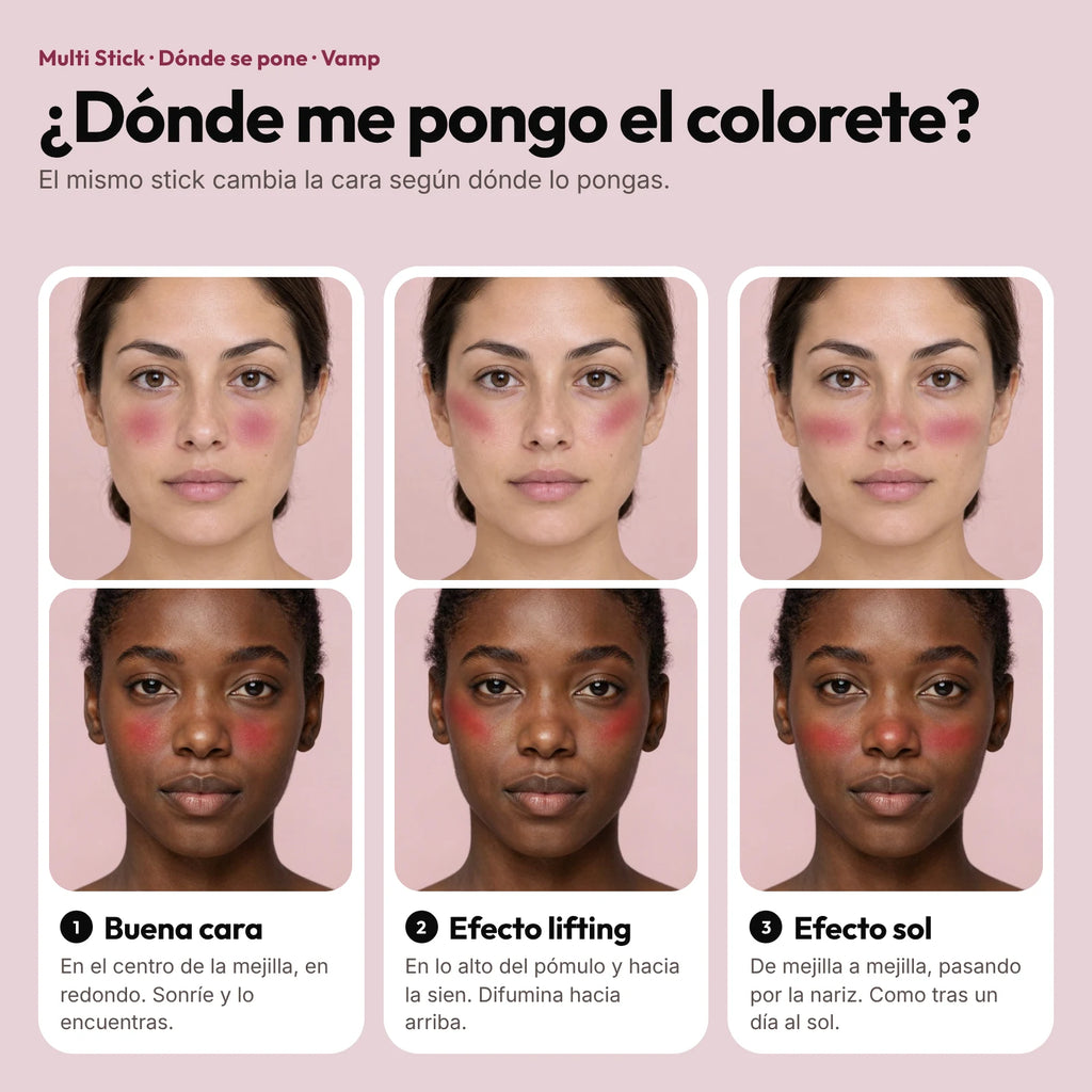 Dónde ponerse el colorete Multi Stick Vamp