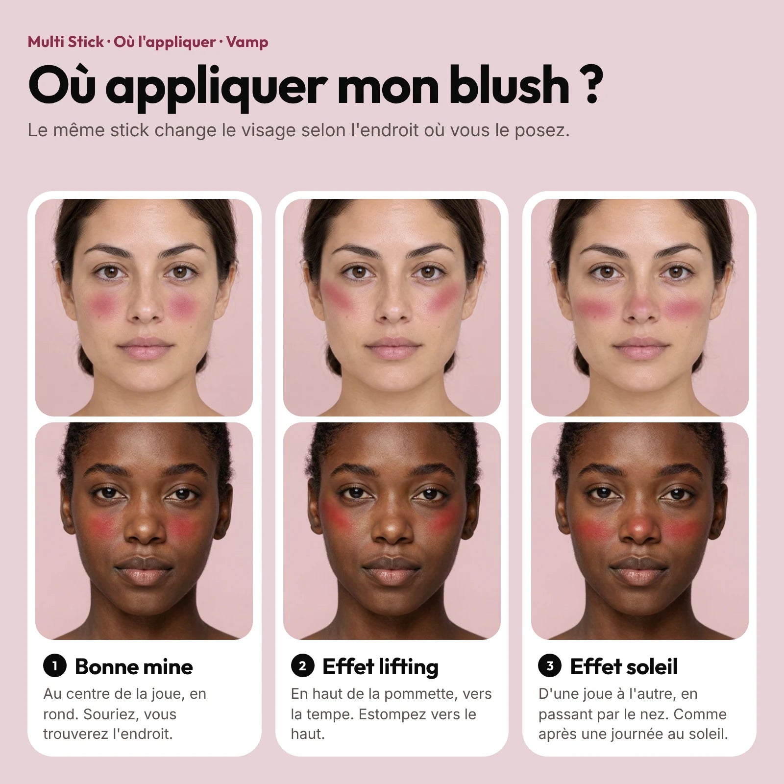 Dónde ponerse el colorete Multi Stick Vamp