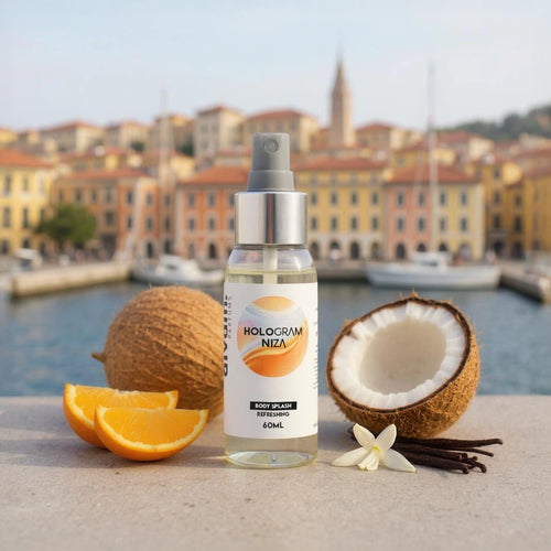 Body splash Niza de 60 ml con coco, naranja y vainilla en un puerto mediterráneo.