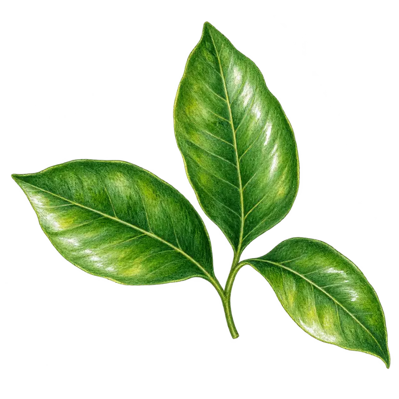 Ilustración de la nota olfativa Hojas de mandarina