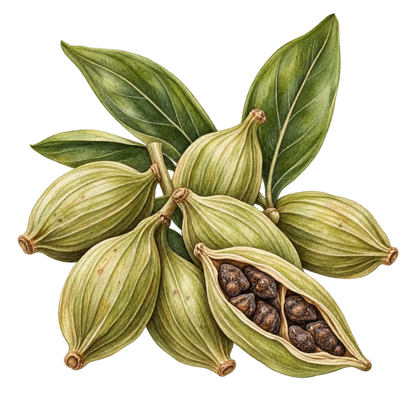 Ilustración botánica de Cardamomo