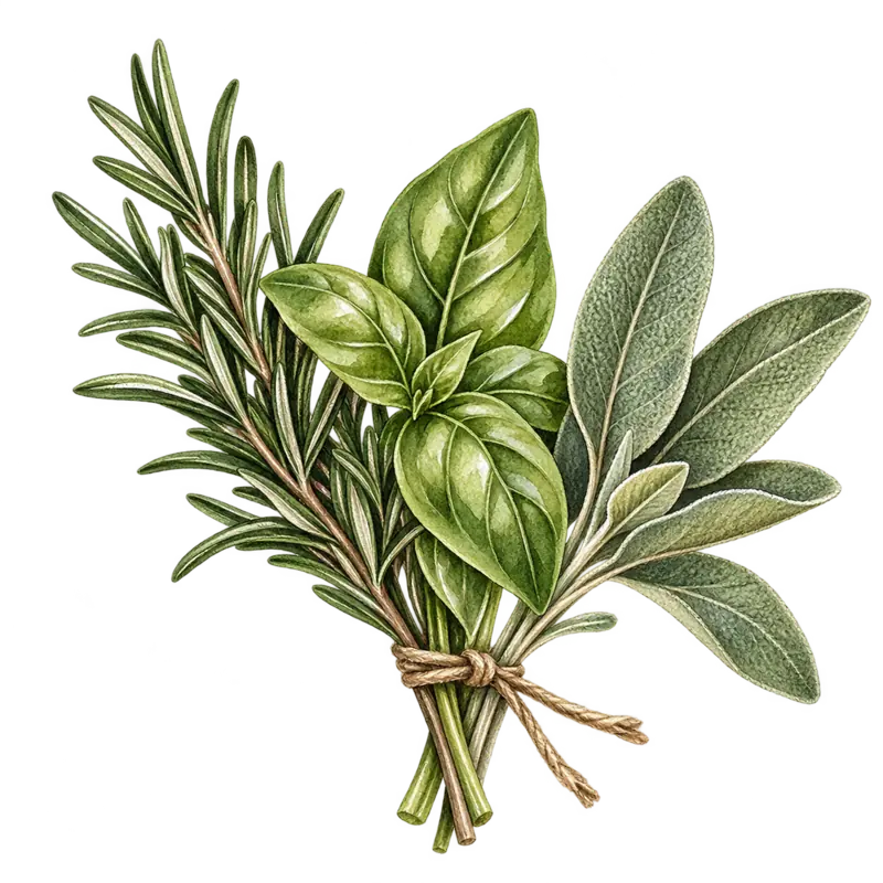 Ilustración de la nota olfativa Herbal