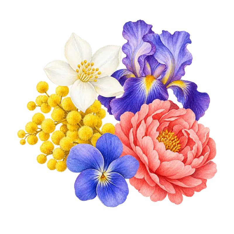 Ilustración de la nota olfativa Floral
