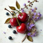 Notas olfativas frutales y florales con cerezas, arándanos y flores violetas