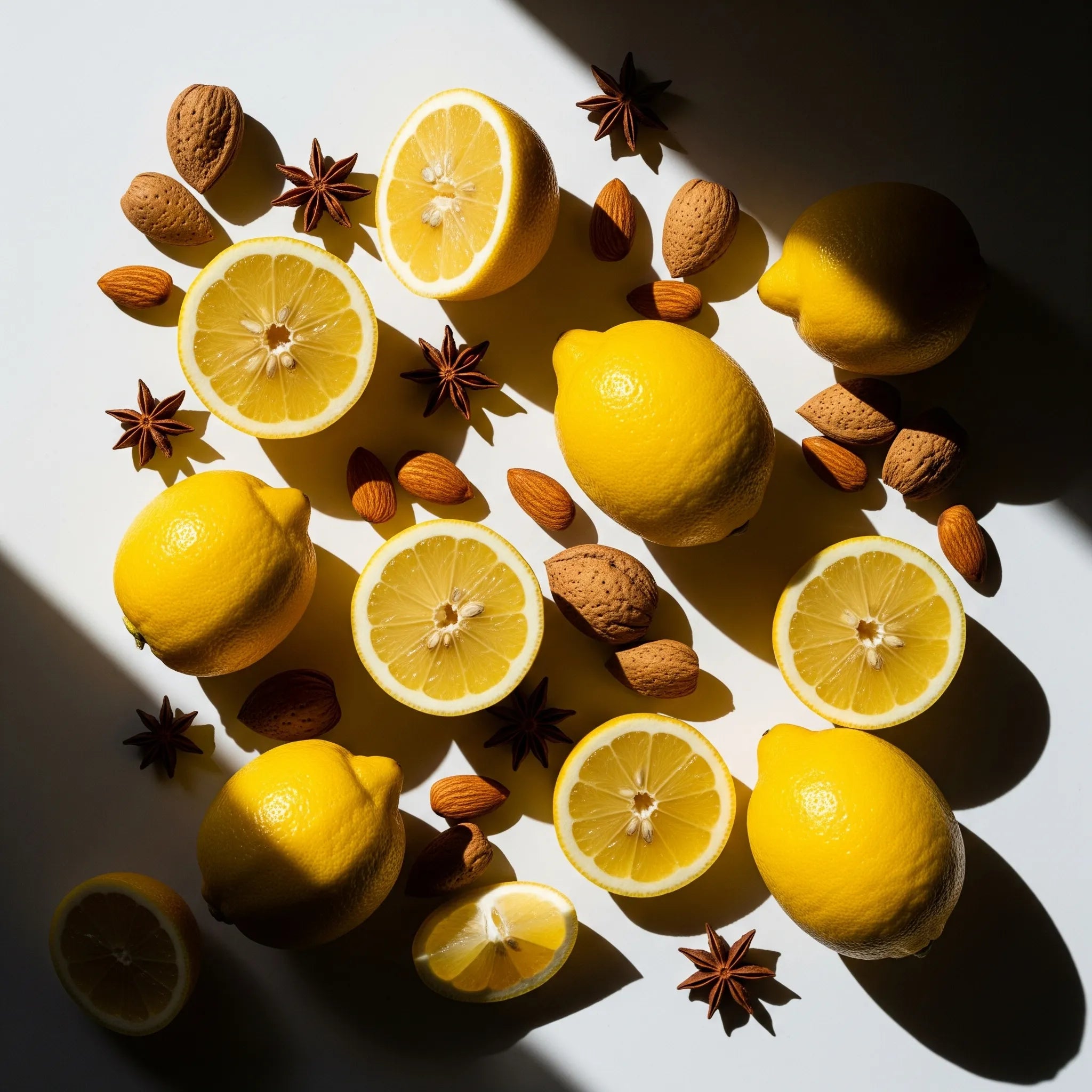 Notas olfativas cítricas y especiadas con limón, almendra y anís estrellado