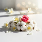 Notas olfativas de algodón, rosa y flores blancas