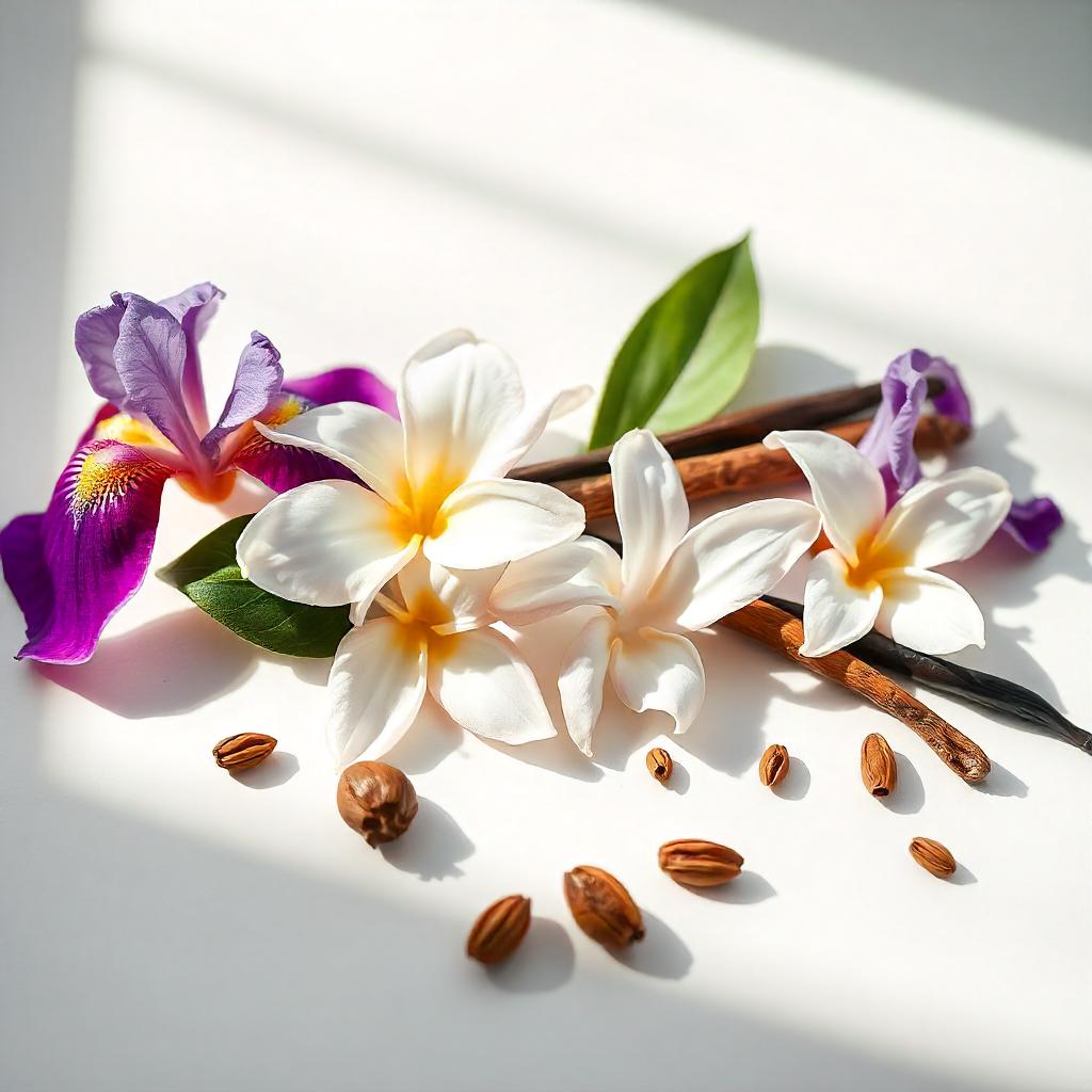 Iris y rosa, notas olfativas del perfume equivalente divain.126 para mujer