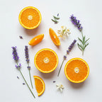 Notas olfativas del perfume con naranja jugosa, lavanda fresca, azahar y un toque verde aromático.