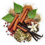 Notas olfativas del perfume con canela especiada, vainilla cálida, cardamomo aromático y un toque de pimienta rosa.