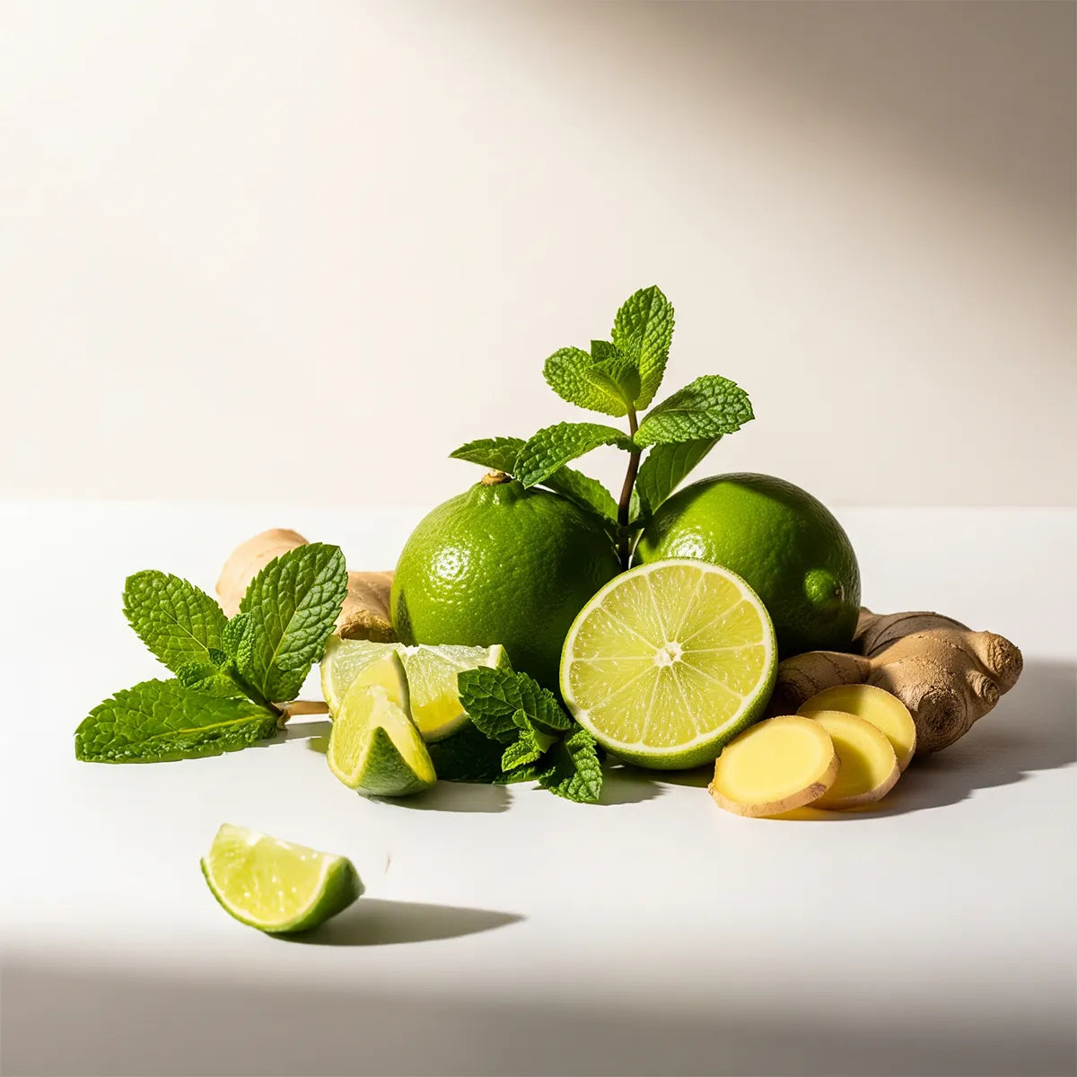 Notas olfativas del perfume con lima fresca, menta vibrante y un toque especiado de jengibre.