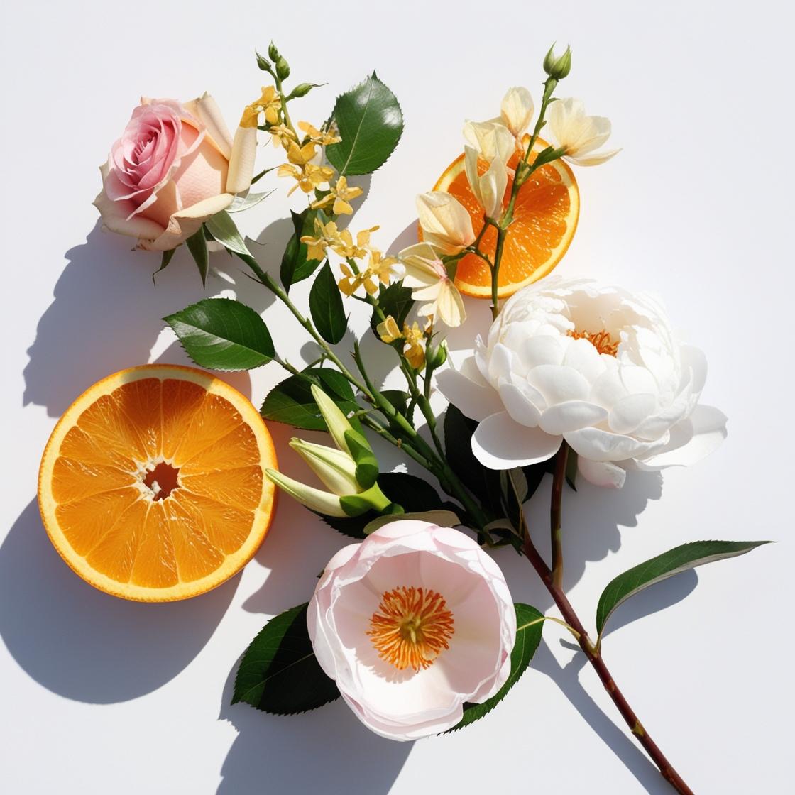 Naranja y rosa, notas olfativas del perfume equivalente divain.553 para mujer
