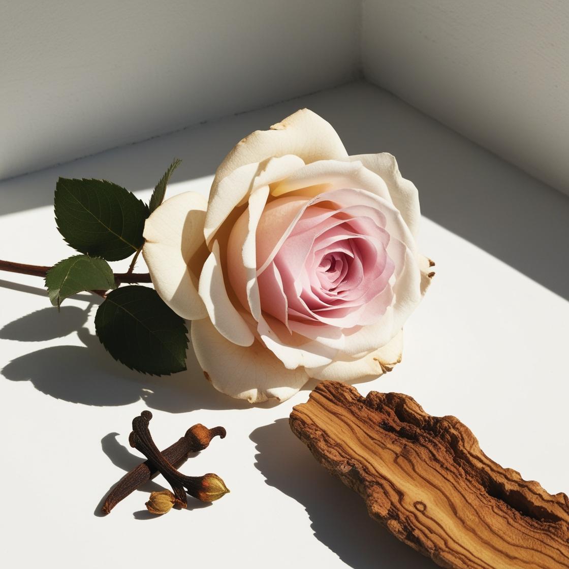 Oud y rosa, notas olfativas del perfume equivalente divain.579
