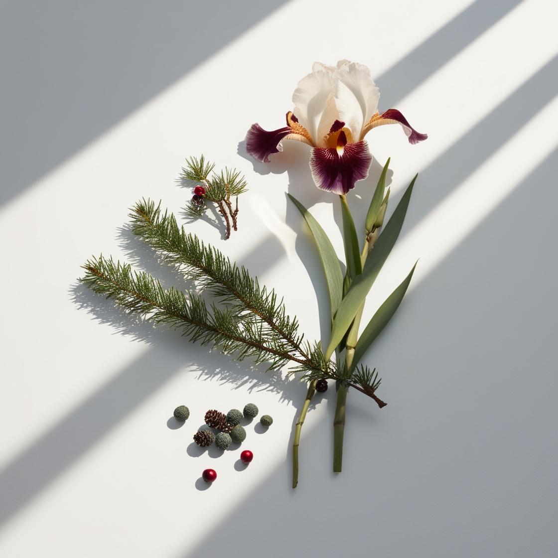 Cuero y iris, notas olfativas del perfume equivalente divain.593