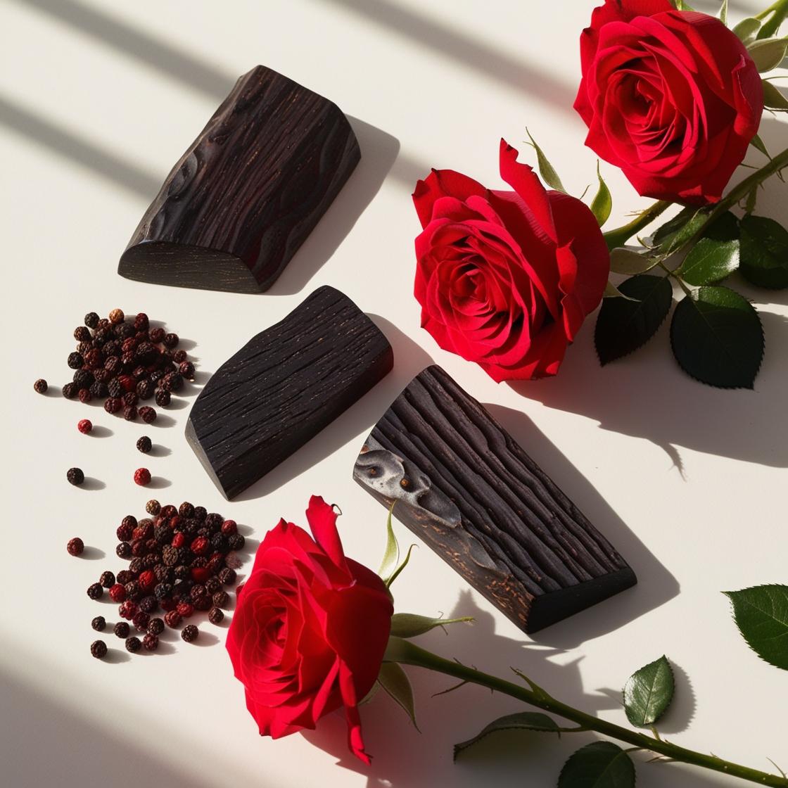Notas olfativas oud y rosa | Perfume divain.680 | divain Parfums