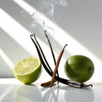 Incienso y vainilla representando las notas olfativas del perfume.