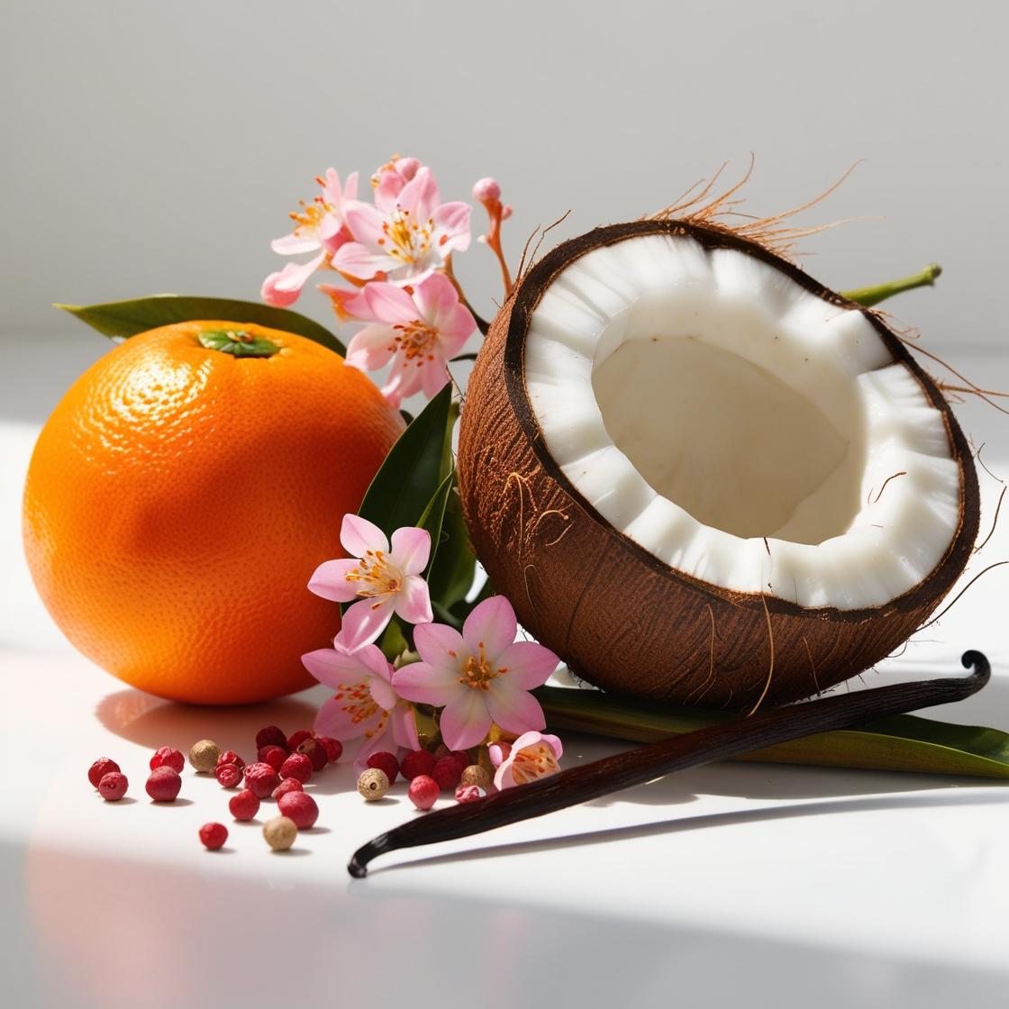 Fleur d'oranger, bergamote et iris, notes olfactives du parfum équivalent divain.718 pour femme