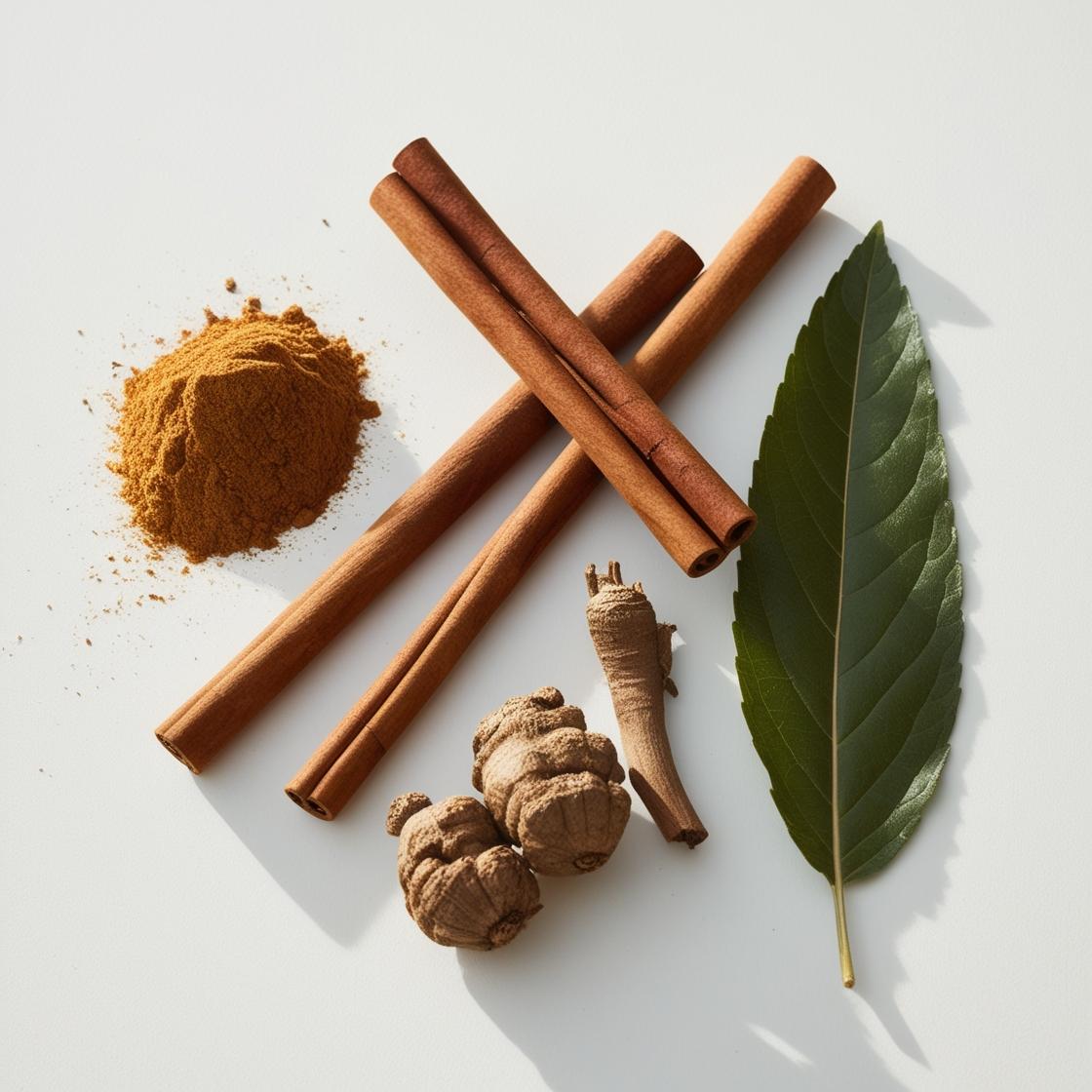 Notas olfativas con canela especiada, clavo intenso y un toque de laurel fresco.