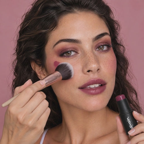 Multi Stick Vamp aplicado en mejillas, labios y ojos